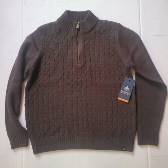 RAINFOREST MOUNTAIN RANGE QUARTER ZIP SWEATER WITH MICROSUEDE TRIM SIZE M - Picture 3 of 9
